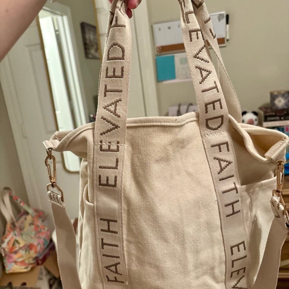 Elevated Faith Cream Canvas Tote Bag